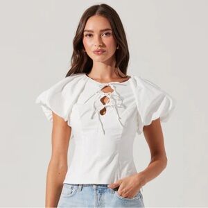 Astr the label white poplin top